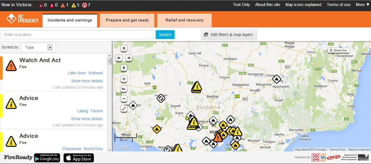 VicEmergency website for Victorian emergency information